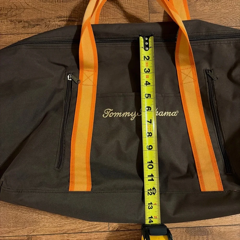 Tommy Bahama Duffel Bag Unisex Large Brown Orange Travel Weekender Good Canvas